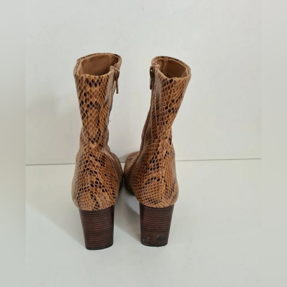 Next brown faux leather ankle boots size 6.5 snakeskin animal print - Picture 5 of 11
